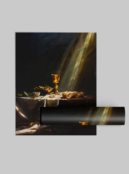 Christian Wall Decor: Biblical Feast Still-Life Poster Print