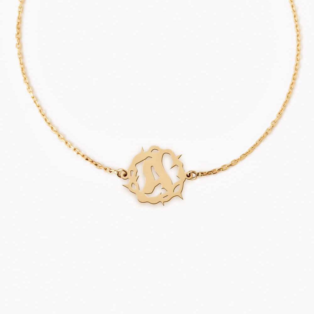 Custom Initial Thorns Bracelet in 14K Gold Plated Sterling Silver