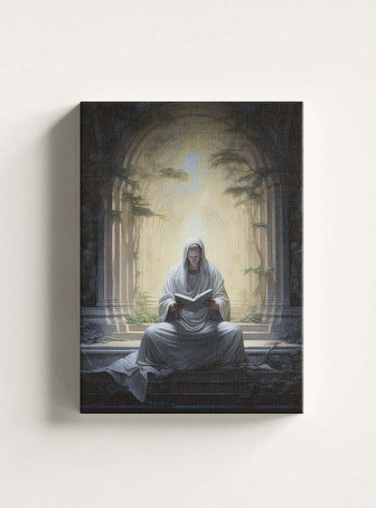 Deuteronomy 4:29 - Serene Divine Reading - Christian Canvas Print