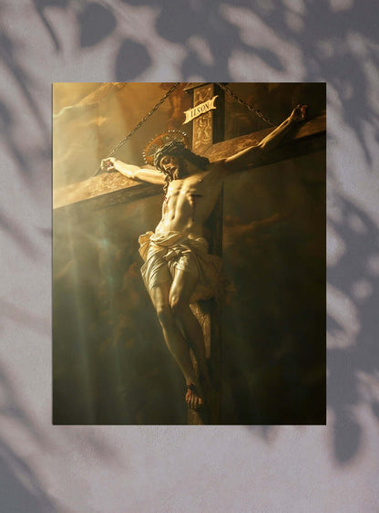 Divine Light Neoclassical Crucifix Print - Christian Painting