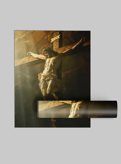 Divine Light Neoclassical Crucifix Print - Christian Painting