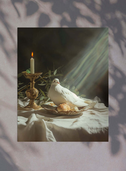 Dove Serenity Christian Iconography Poster Print Inspired from the Bible