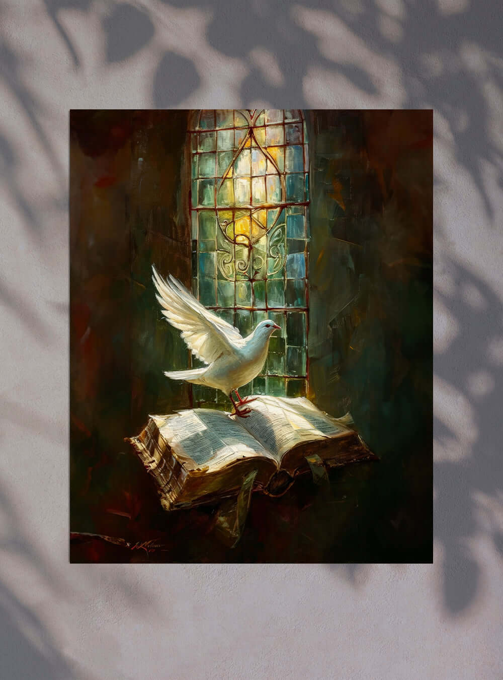 Elegant Bible Art Featuring Inspirational Dove & Psalms 107:1 Verse Poster Print