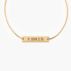 Engraved Bar Bracelet 14K Gold Plated Sterling Silver