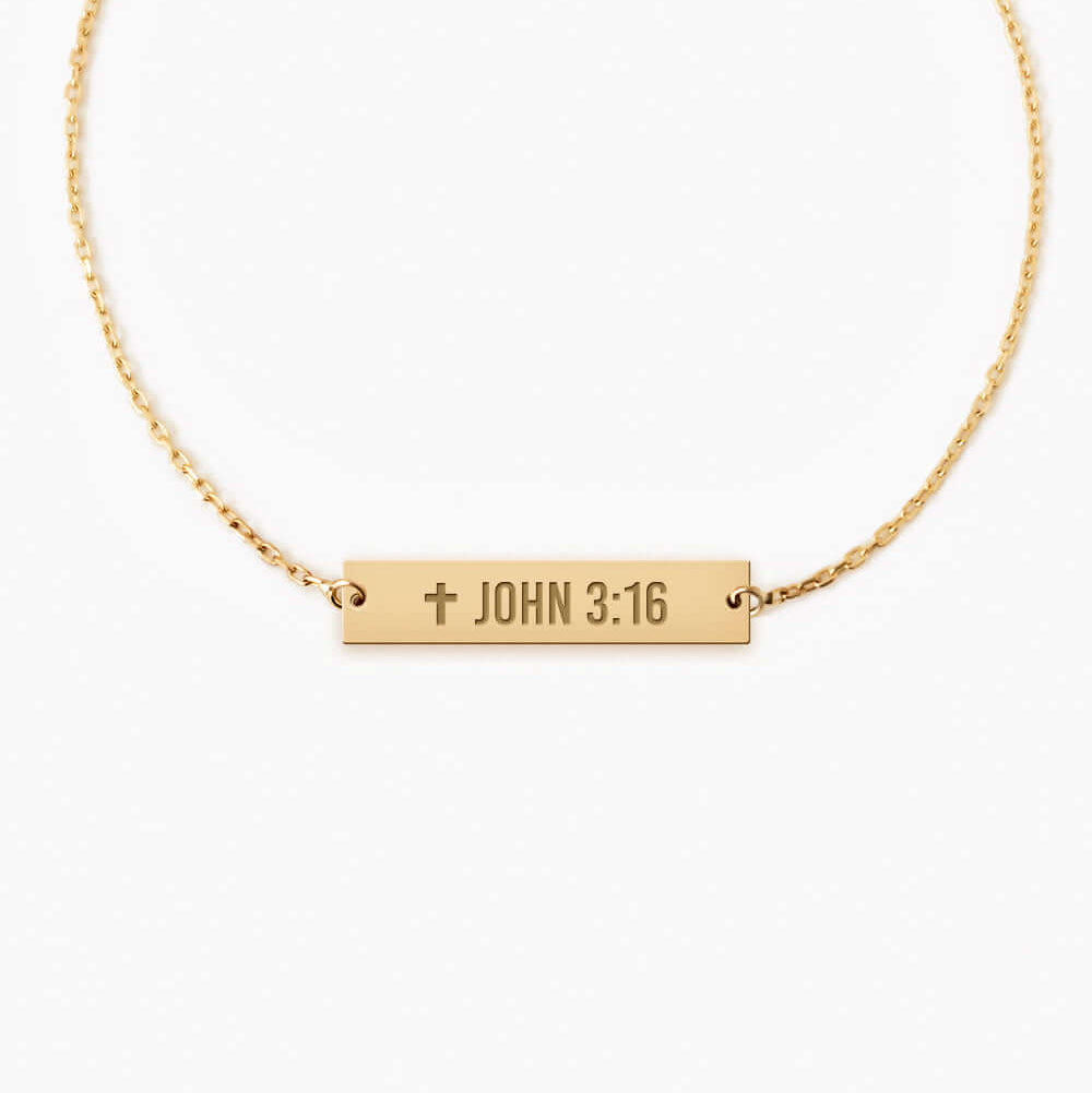 Engraved Bar Bracelet 14K Gold Plated Sterling Silver