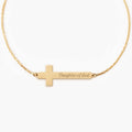 Engraved Cross Bar Bracelet in 14K Gold Plated Sterling Silver