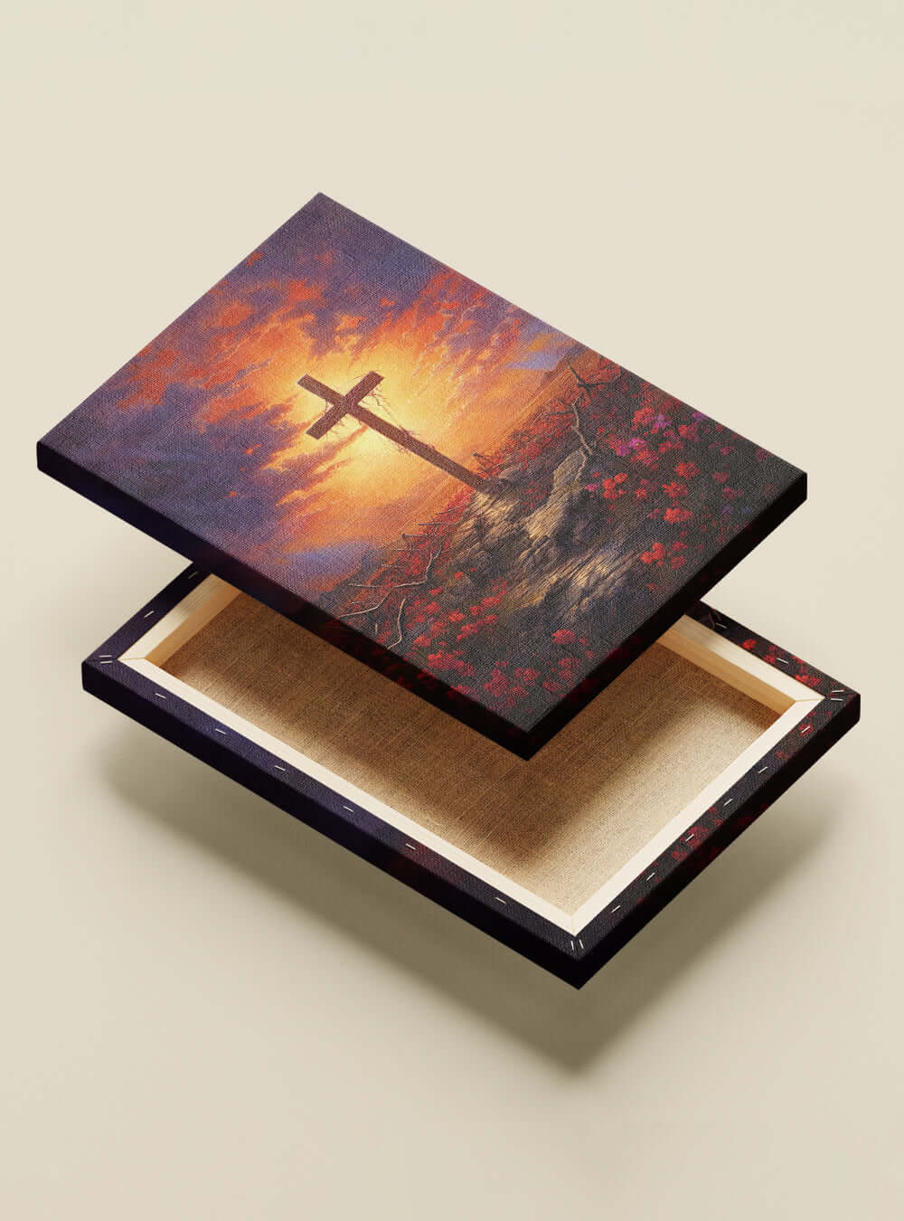 Ephesians 1:7 Sunset Cross Path Modern Christian Canvas Print