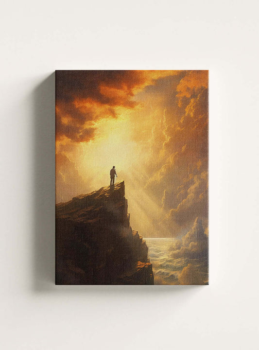 Ephesians 6:10 Sunset Cliff View - Christian Home Decor Canvas Print