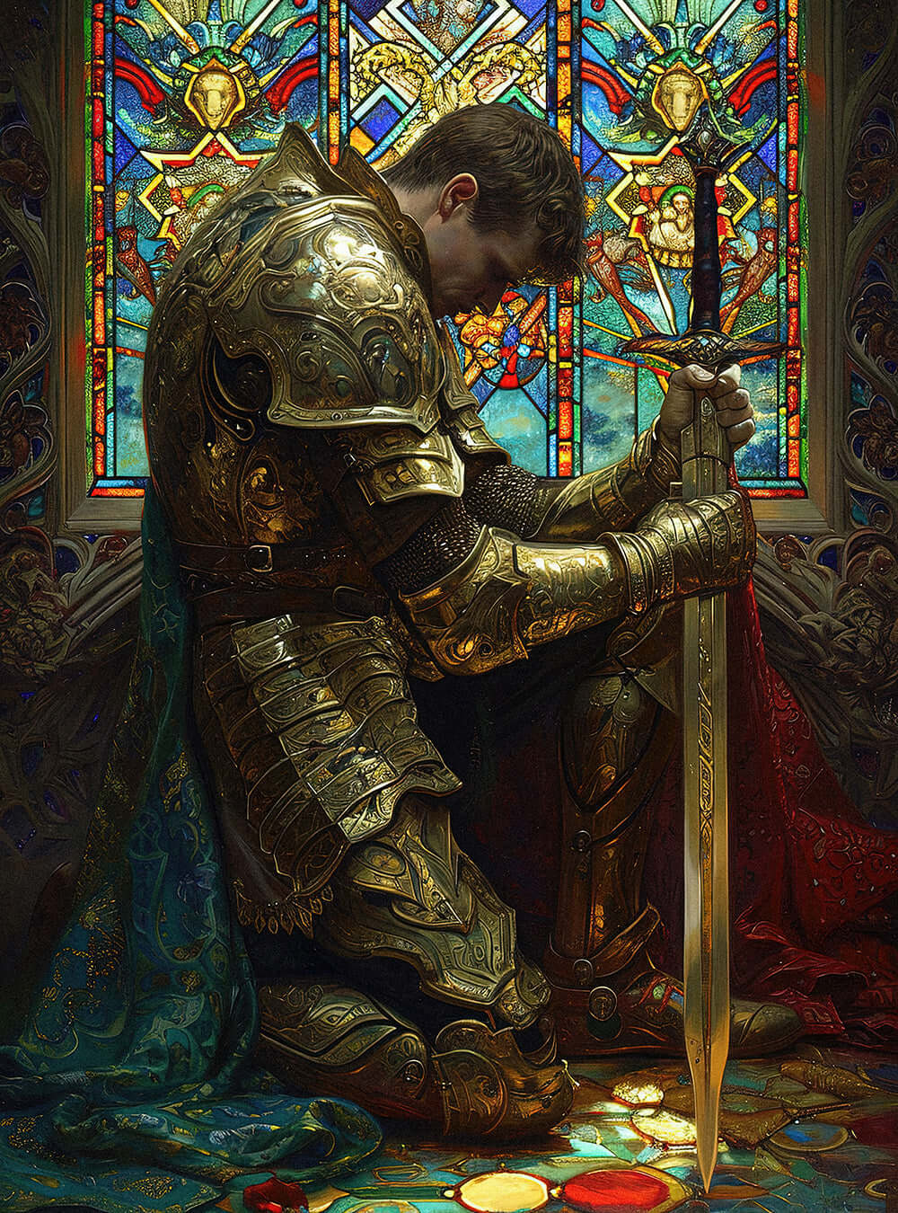 Ephesians 6:17 Medieval Knight Inspiration Christian Wall Art by Holysteller