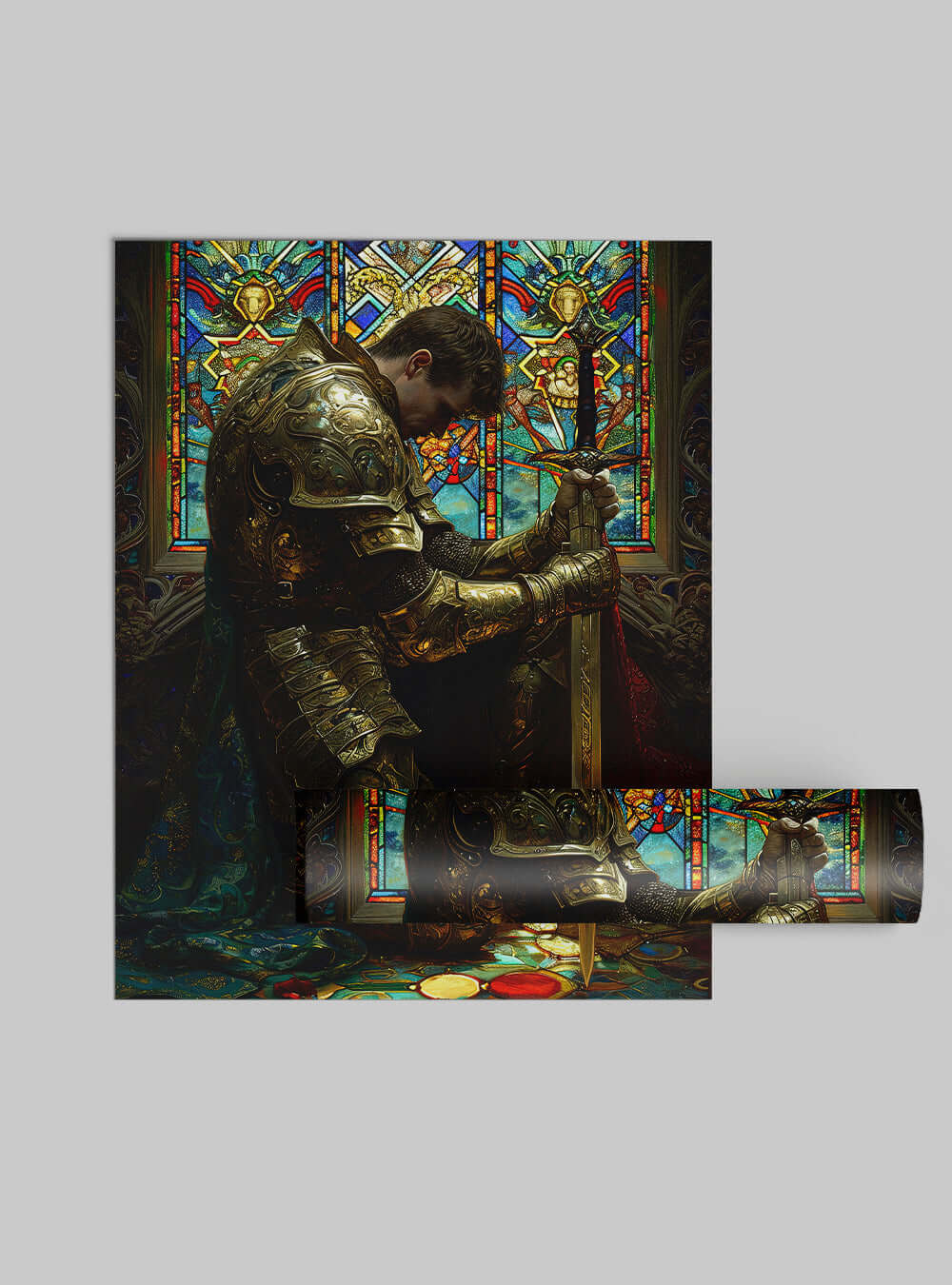 Ephesians 6:17 Medieval Knight Inspiration Christian Wall Art by Holysteller