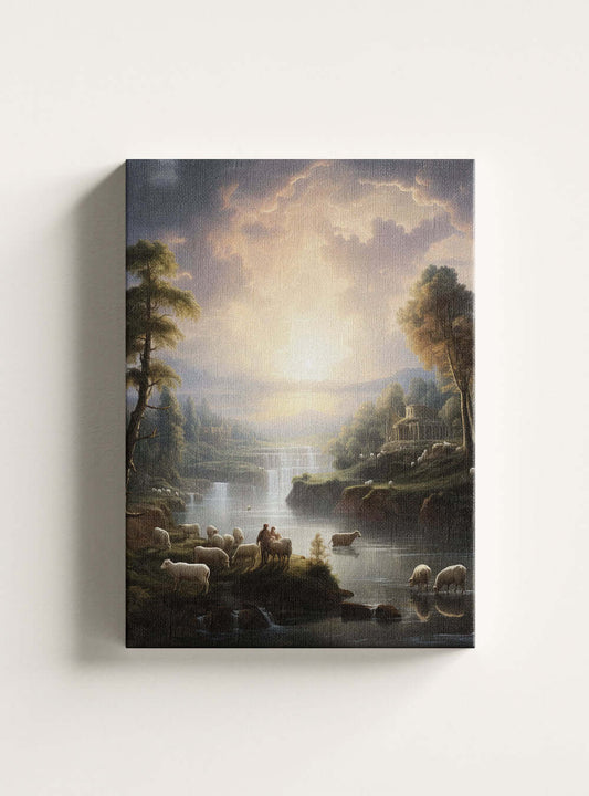 Exodus 20:10 Serene Landscape Sacred Art Canvas Print