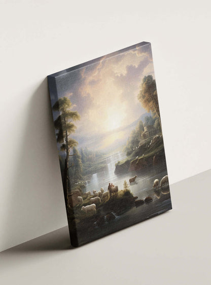 Exodus 20:10 Serene Landscape Sacred Art Canvas Print
