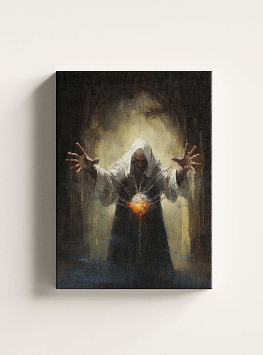 Exodus 20:15 Sorcerer Fire Orb | Bible Art Canvas Print