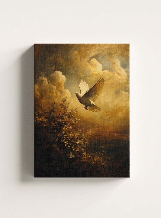 Experience Bible Verse Canvas: Serene Dove Tranquility Scripture Art by Holysteller