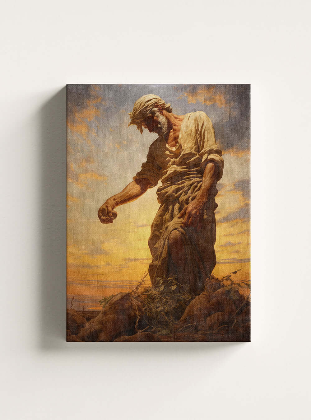 Farmer Sunset Ephesians 1:4 - Christian Canvas Print