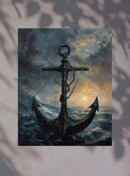 Hebrews 10:23 - Inspirational Nautical Anchor Christian Iconography Print by Holysteller