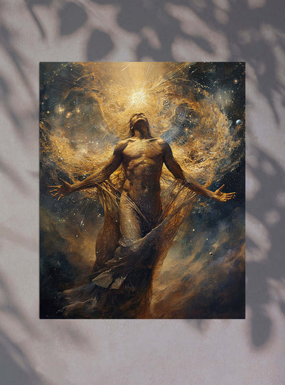 Hebrews 1:3 Cosmic Majesty Scripture-Inspired Bible Poster by Holysteller