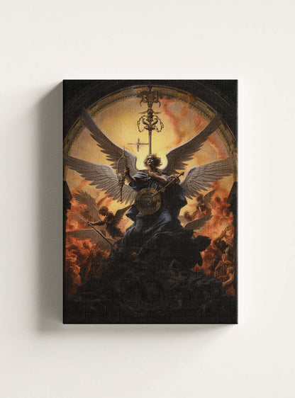 Hebrews 4:12 Angelic Battle - Christian Wall Art Canvas Print