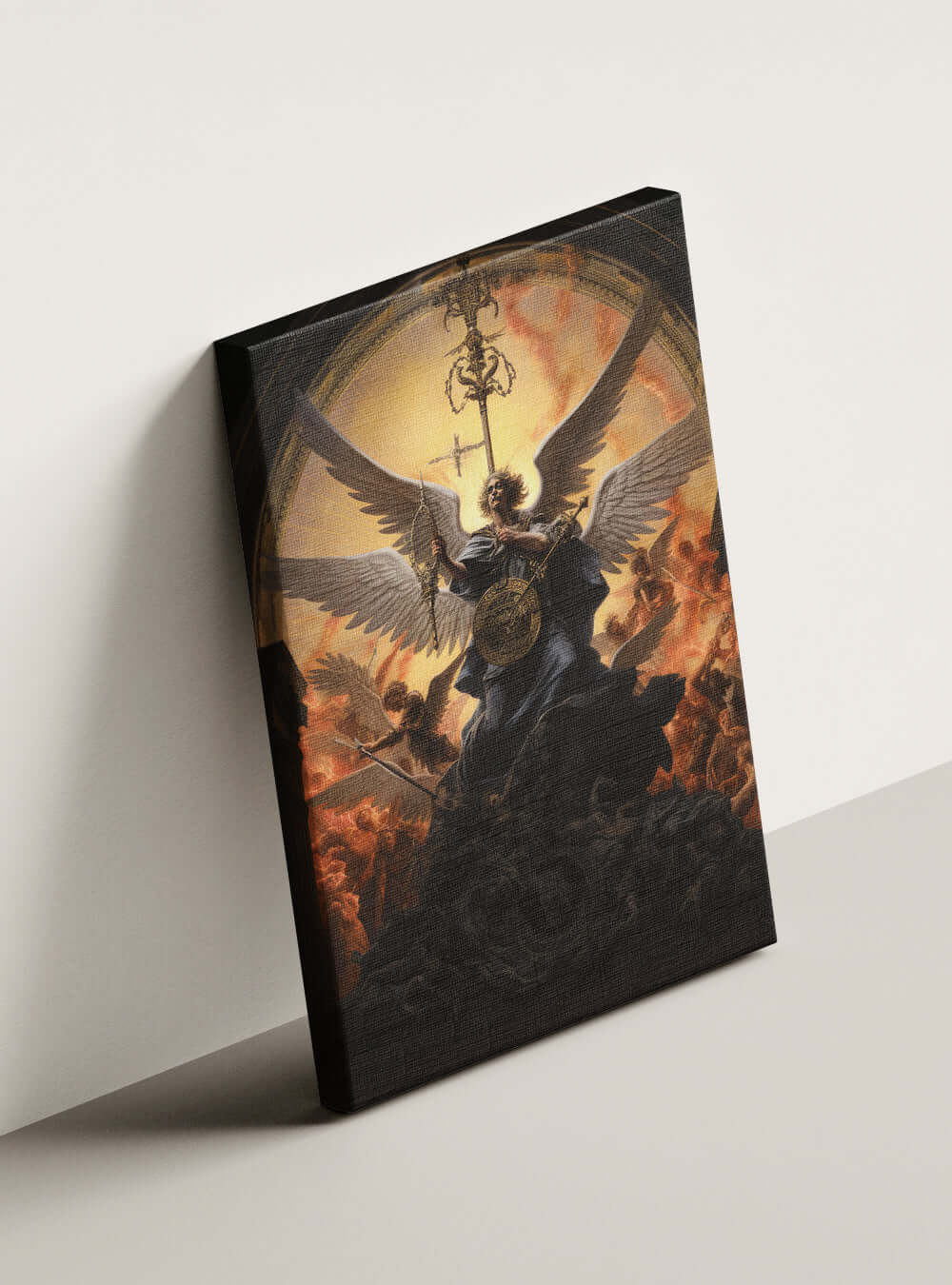 Hebrews 4:12 Angelic Battle - Christian Wall Art Canvas Print