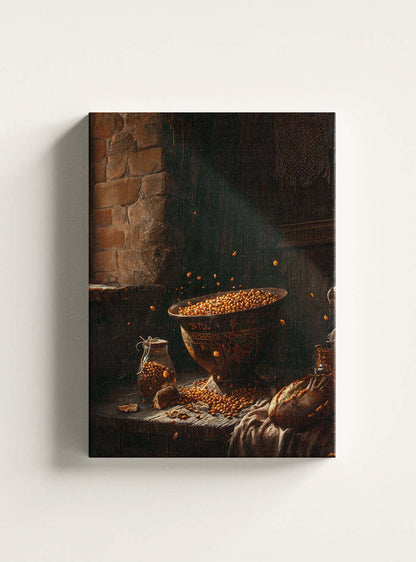 Inspirational Bible Verse Canvas - Biblical Nutrition Still Life Christian Art Gift