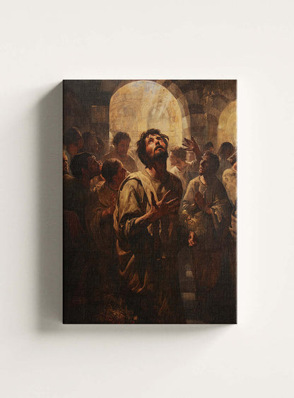 Inspiring Neoclassical Religious Painting with Bible Verse Canvas Print