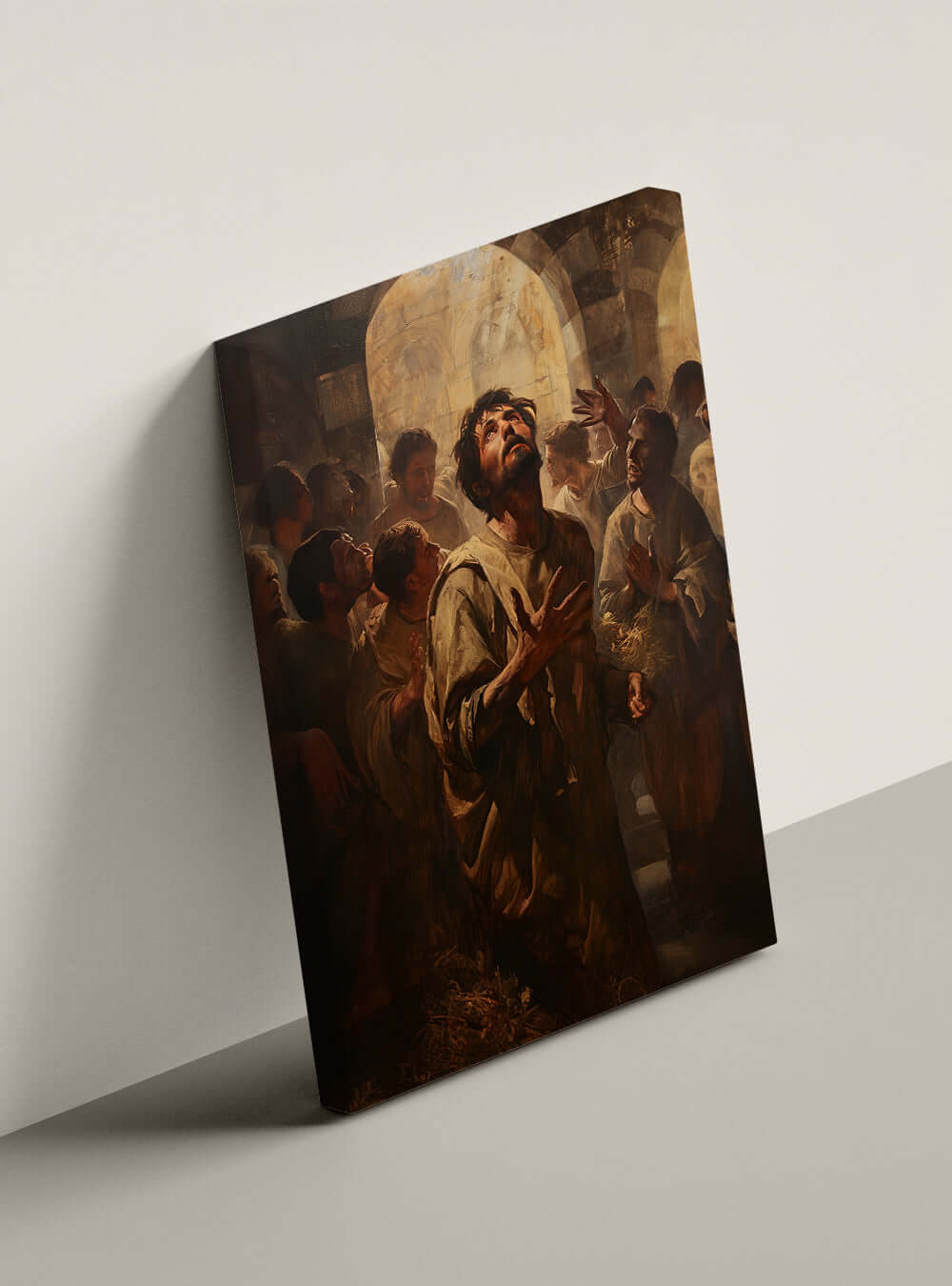 Inspiring Neoclassical Religious Painting with Bible Verse Canvas Print