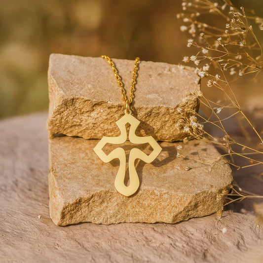 Holysteller Cross - Sterling Silver 14K Gold Plated Necklace - Jewelry Gift