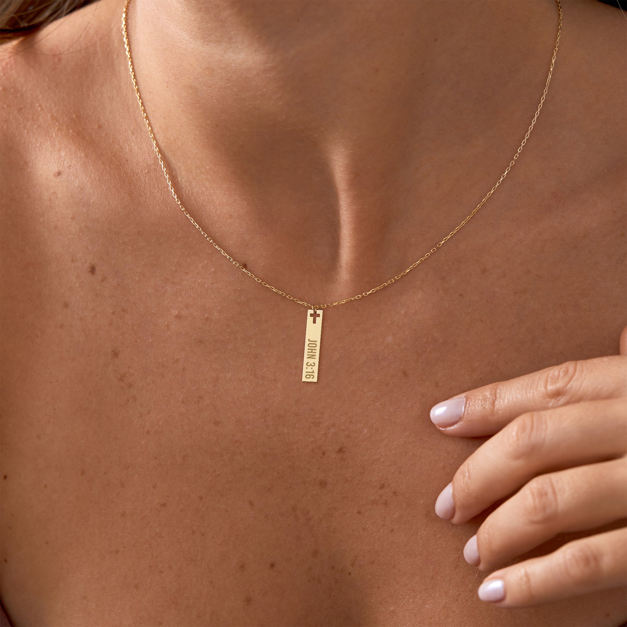 14K Gold Plated Sterling Silver Bar Necklace