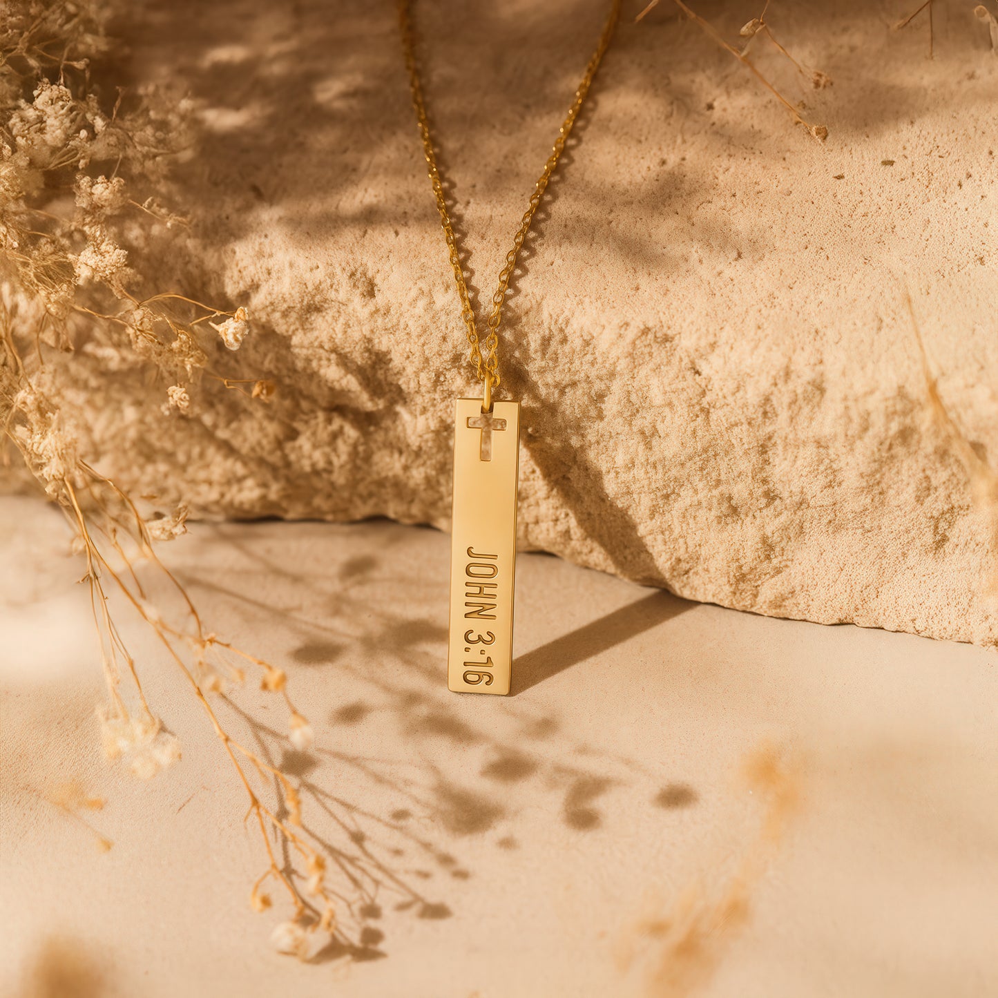 14K Gold Plated Sterling Silver Bar Necklace