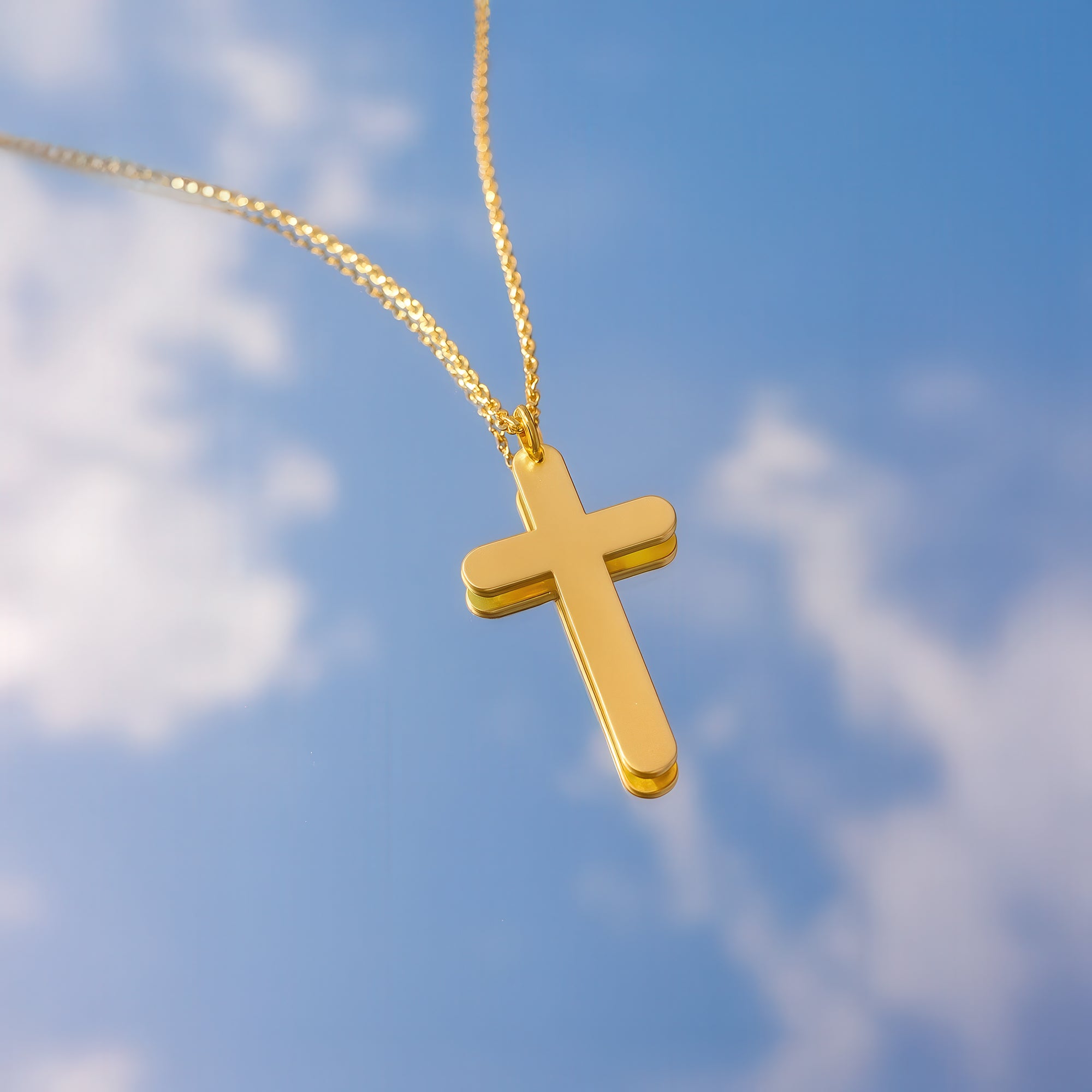 Round Cross Necklace in Gold Vermeil over Sterling Silver