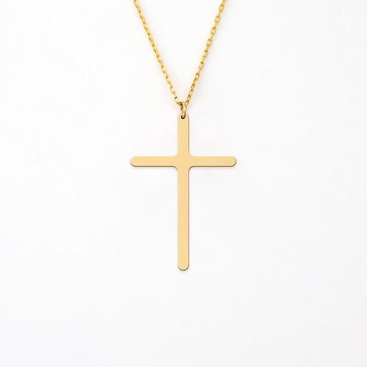 Sterling Silver Minimalist 14K Gold Plated Cross Necklace