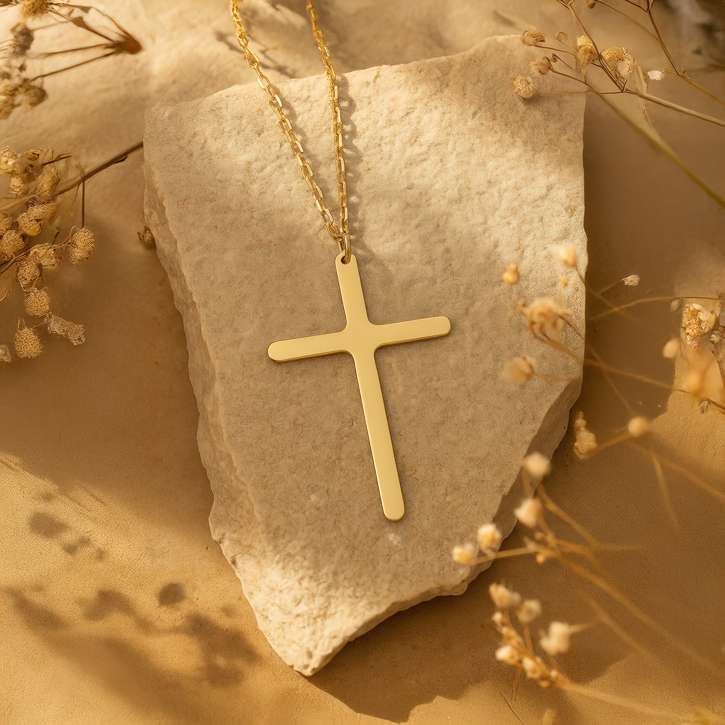 Sterling Silver Minimalist 14K Gold Plated Cross Necklace