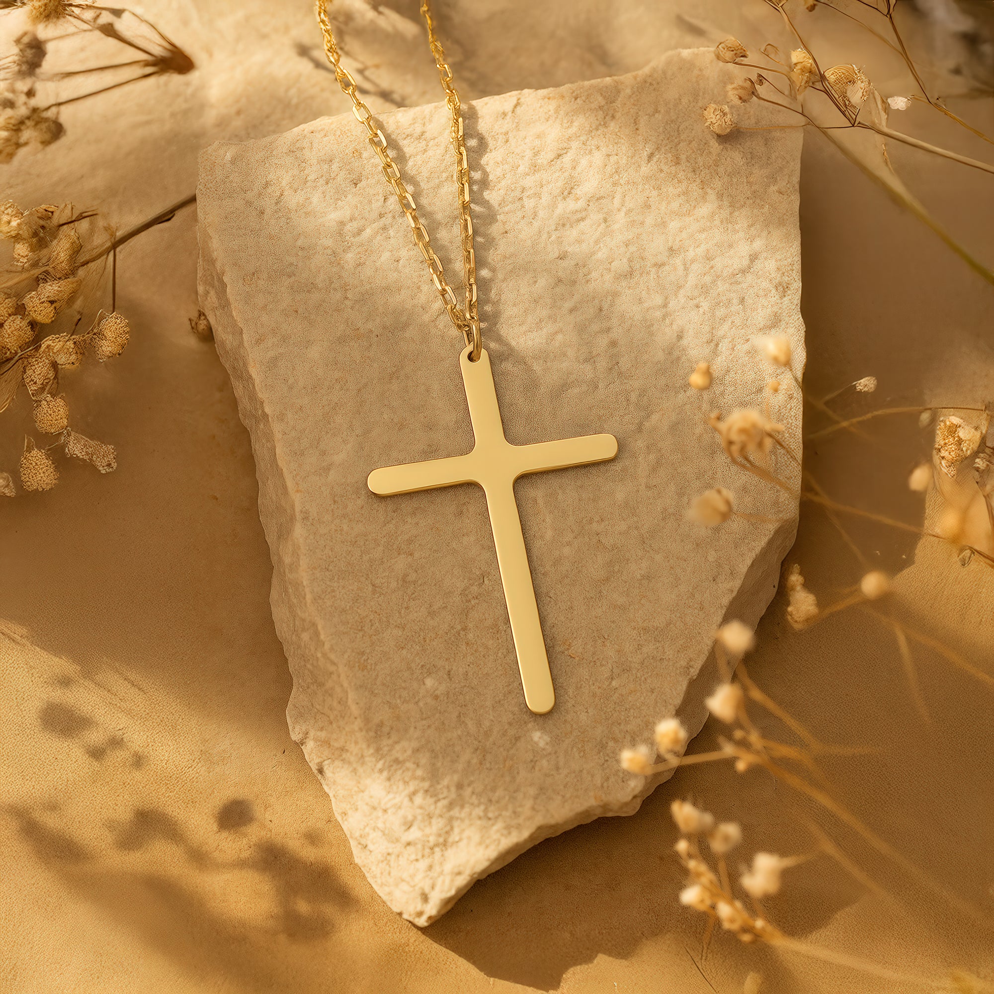 Sterling Silver Minimalist 14K Gold Plated Cross Necklace