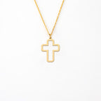 Minimalist Hollow Cross Necklace in 14K Gold Plated Sterling Silver