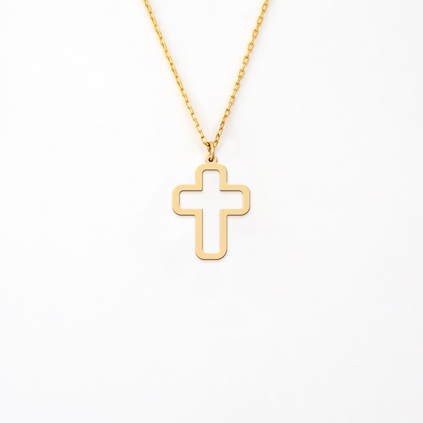 Minimalist Hollow Cross Necklace in 14K Gold Plated Sterling Silver