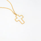Minimalist Hollow Cross Necklace in 14K Gold Plated Sterling Silver