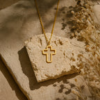 Minimalist Hollow Cross Necklace in 14K Gold Plated Sterling Silver
