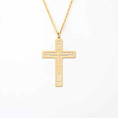 14K Gold Plated Sterling Silver Neoclassical Cross Necklace