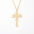 Cross-Shaped Jesus Saves 14K Gold Plated Silver Necklace