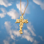 Cross-Shaped Jesus Saves 14K Gold Plated Silver Necklace