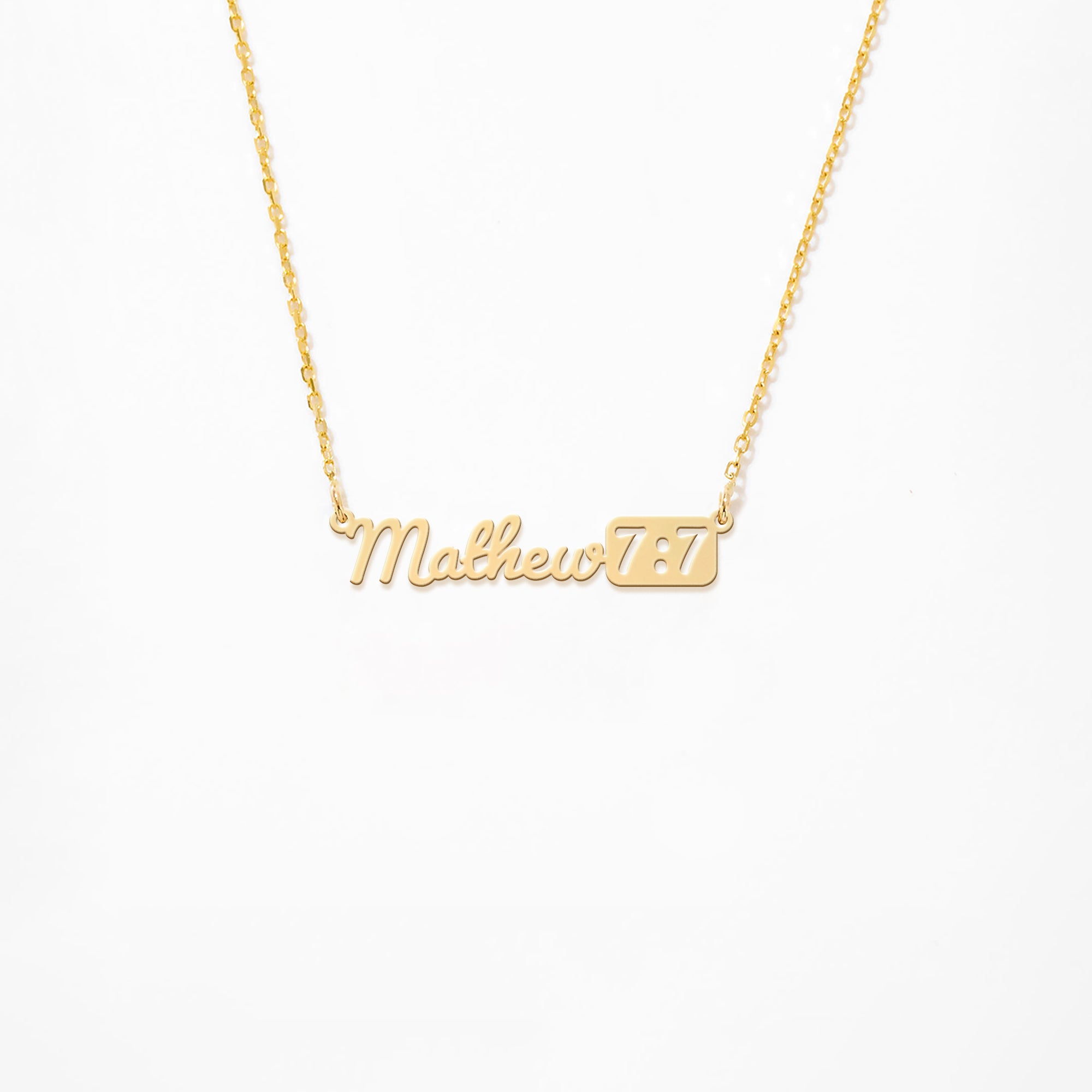 Custom Scripture Name Necklace in 14K Gold Plated Sterling Silver