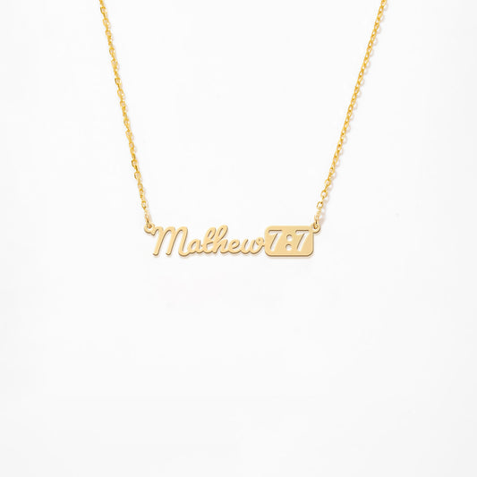 Custom Scripture Name Necklace in 14K Gold Plated Sterling Silver