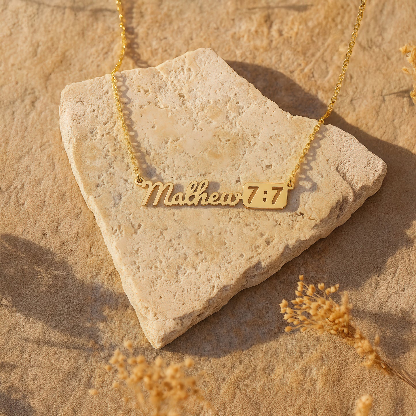 Custom Scripture Name Necklace in 14K Gold Plated Sterling Silver
