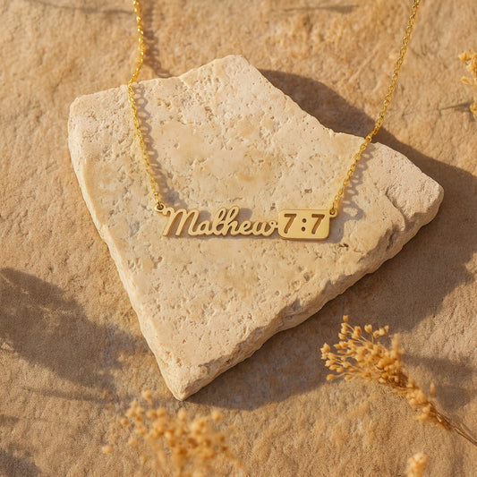 Custom Scripture Name Necklace in 14K Gold Plated Sterling Silver