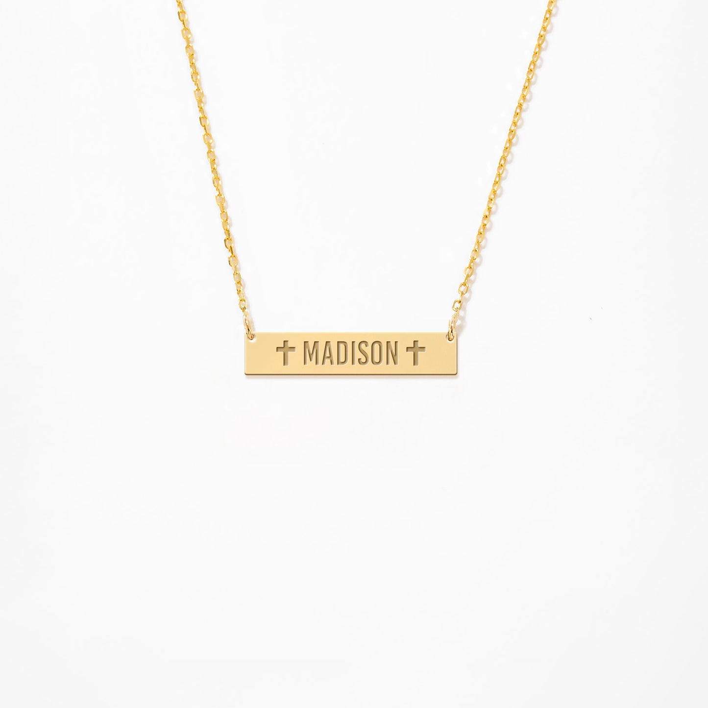 Engraved 14K Gold Plated Sterling Silver Bar Necklace