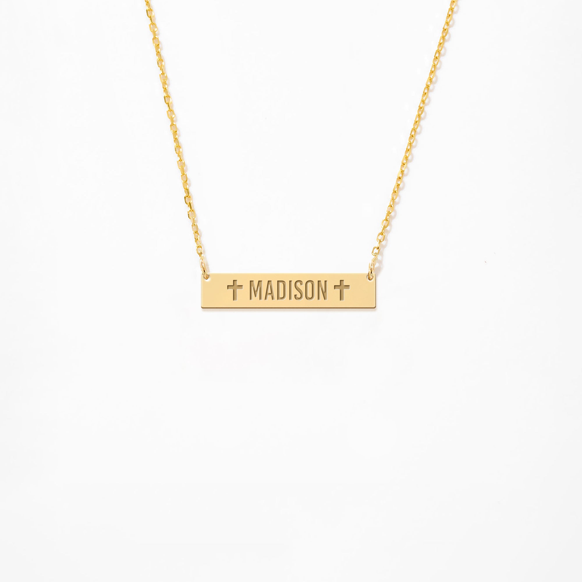 Engraved 14K Gold Plated Sterling Silver Bar Necklace