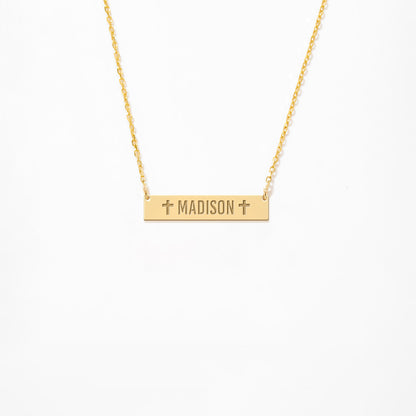 Engraved 14K Gold Plated Sterling Silver Bar Necklace