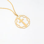 Thorn with Cross Necklace in 14K Gold Plated Sterling Silver