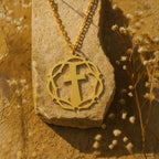 Thorn with Cross Necklace in 14K Gold Plated Sterling Silver
