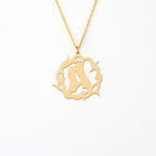 Crown of Thorns 14K Gold Plated Sterling Silver Initial Necklace